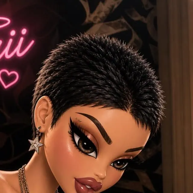 tattooseri.ink sanatçısının çizilmiş avatarı, arkada pembe neon Şerii yazısı